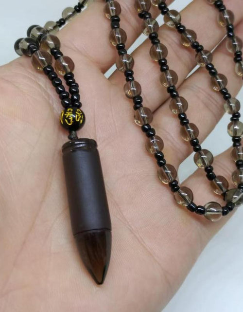 Load image into Gallery viewer, Obsidian-Bullet Pendant Necklace
